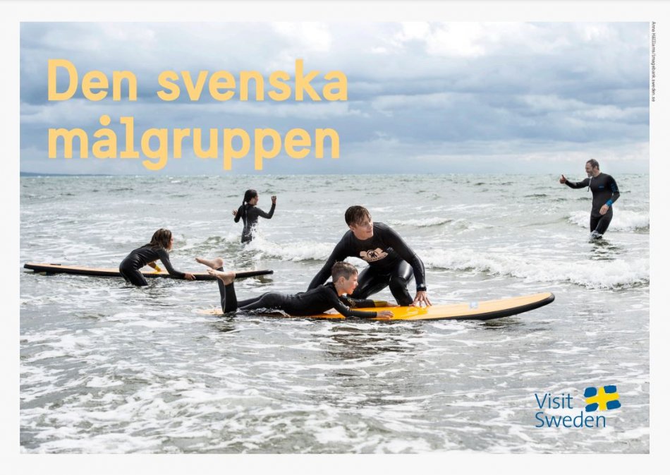 Visit Swedens målgruppsanalys för den svenska målgruppen Surfare på surfingbrädor i vattnet 